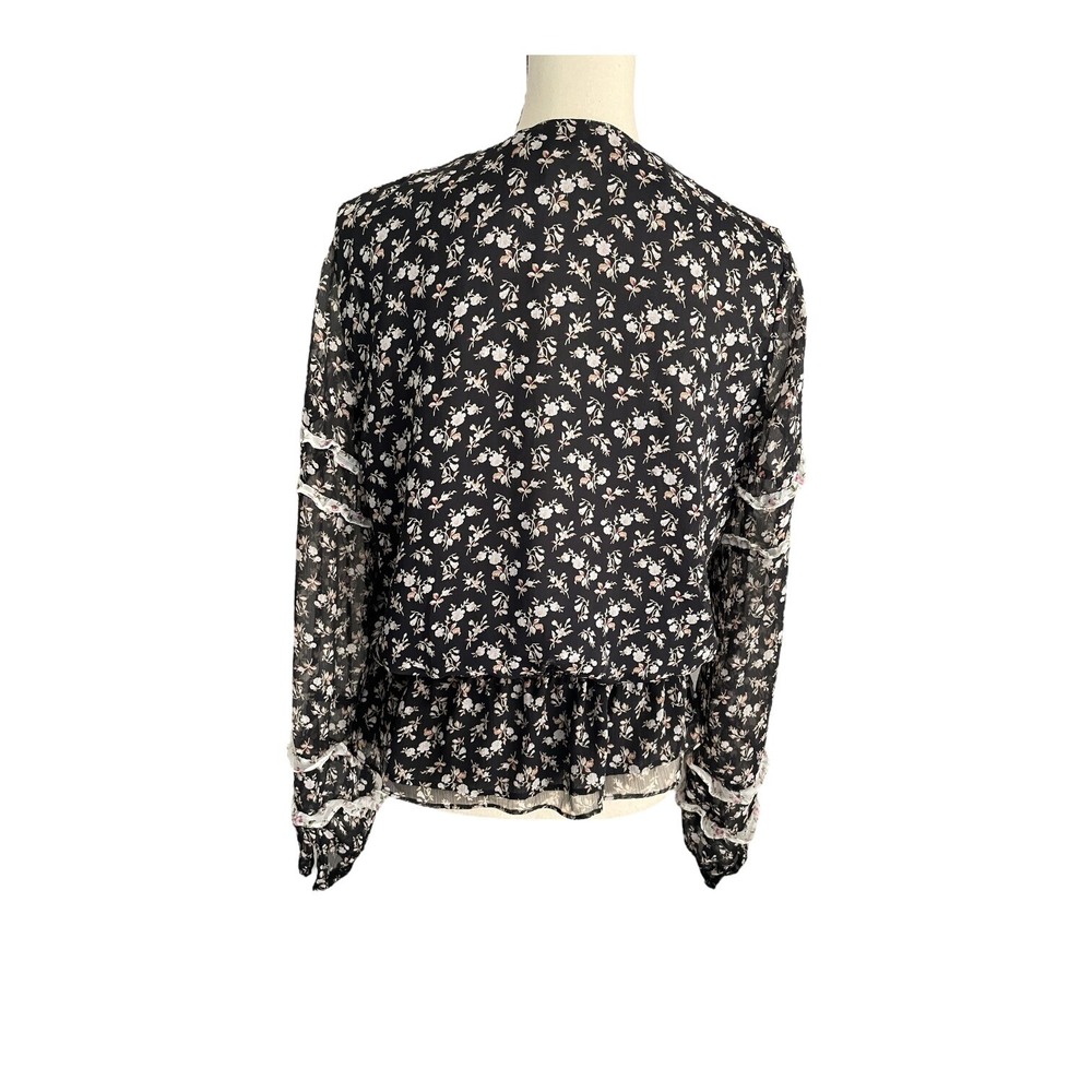 Lauren Ralph Lauren Blouse Women's Size Large Black Floral Cottagecore - Picture 4 of 4